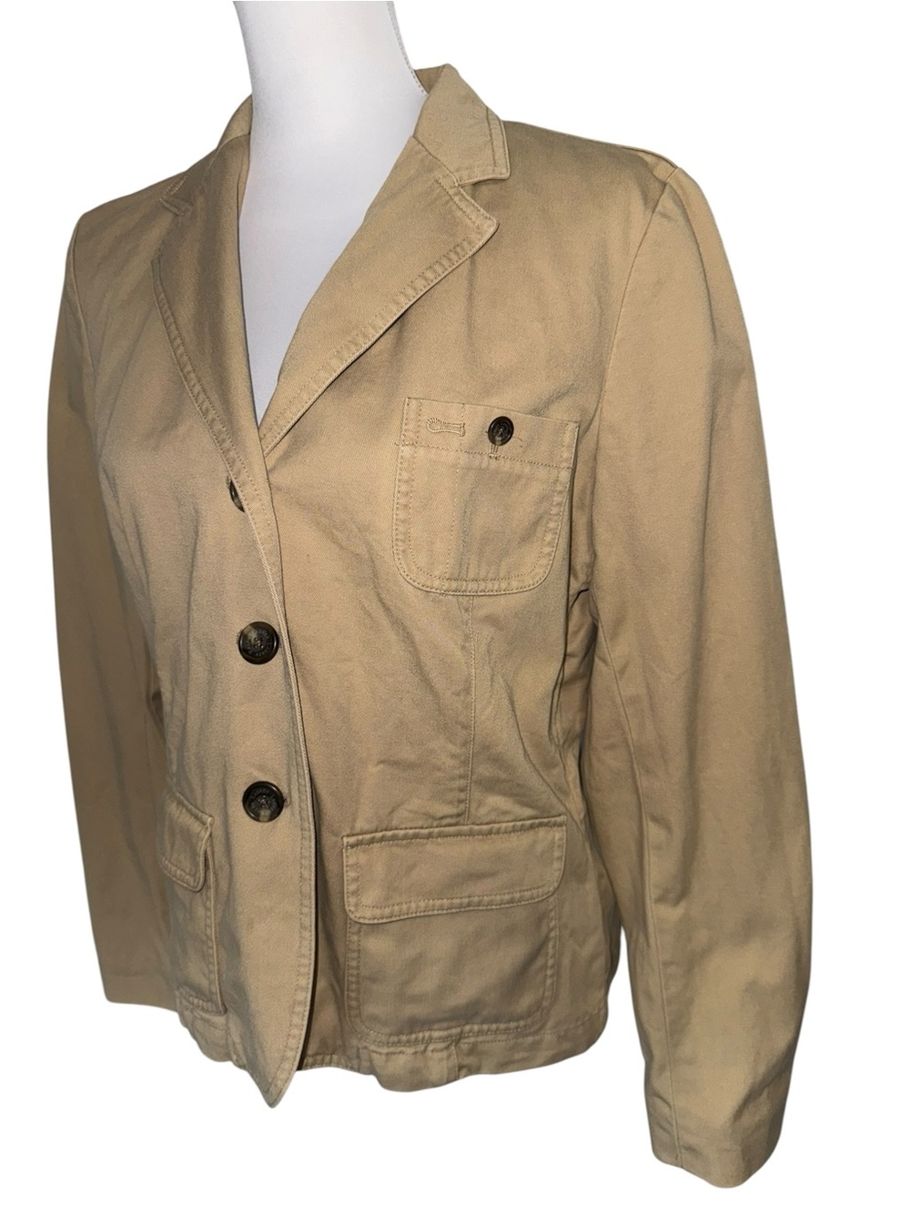 Lauren Ralph Lauren Khaki Cotton Blazer Jacket Women’s Large Utility - Picture 2 of 11